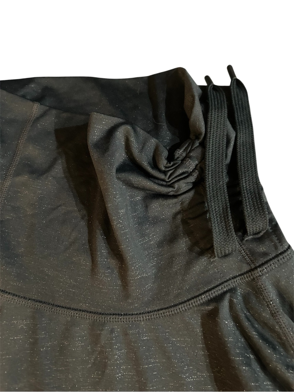 Grey Performance Drawstring Active top with Subtle Shimmer